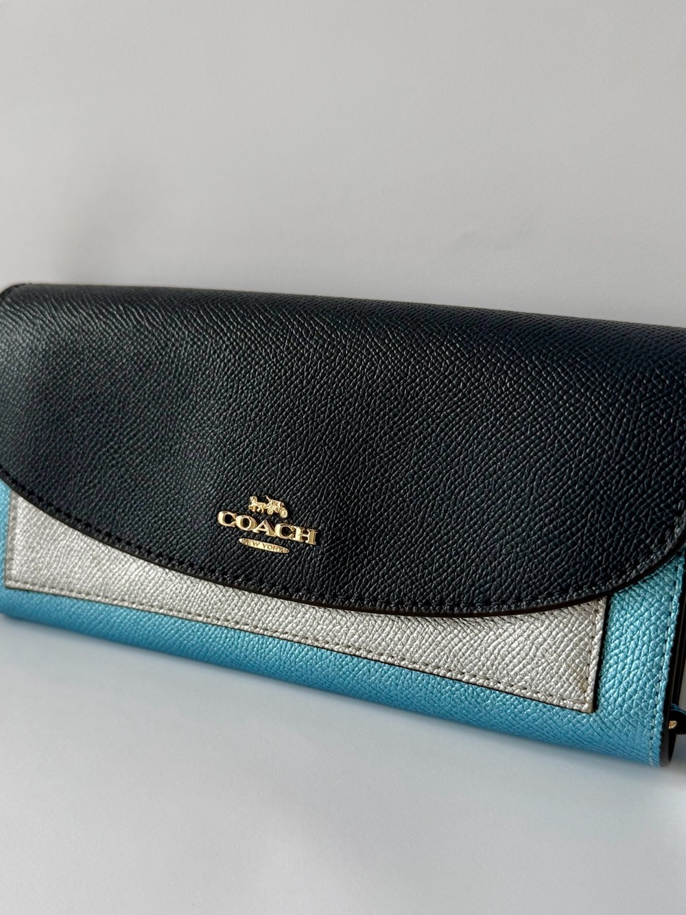 Coach Metallic Colorblock Slim Envelope Long Wallet F55646 Midnight Multi